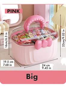 1个大号透明双层收纳盒，带分隔板，便携防尘，适合存放发夹、发带 - 粉色/紫色/红色/蓝色，是送给女性和女孩的理想礼物，适合返校、节日、情人节等场合。 - 彩色 - 查看 13