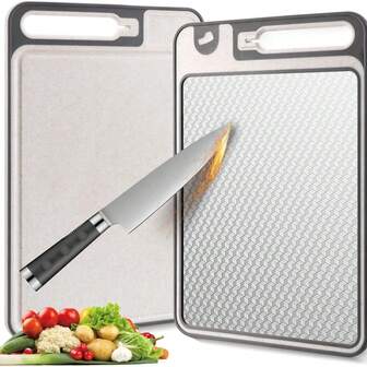 1pc 14.4"X9.8" Stainless Steel & PP Dual-Sided Scratch-Resistant Mesh Cutting Board For Kitchen, Beige