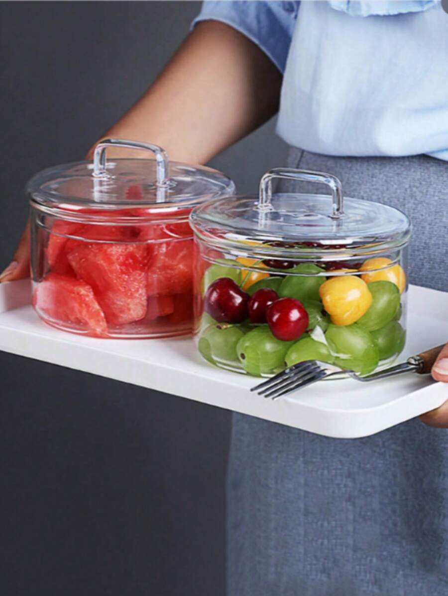 High Borosilicate Glass Food Storage Containers With Airtight Latch Lids - Transparent Rectangular Kitchen & Dining Bowls, Suitable For Fruits, Vegetables, Salads, Candies - Dishwasher , Christmas, Thanksgiving, Valentine's Day Gifts, Produce Saver | Modern Kitchenware | Latch Design, Food Storage Organizer - Clear - View 1