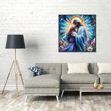 MRMIOOM Jes 1us Christ Prayer Diamond Art Kits For Adults, 5D Faith Diamond Painting Kits For Beginner, DIY Round Full Drill Diamond Dots Paintings Picture Gem Art&Crafts Home Decor 13.8x13.8in - D011-美國 - 查看 8