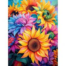 MISCER Flowers Diamond Art Kits For Adults, Colorful Sunflowers Diamond Painting Kits For Beginners, 5D Full Drill Round Paint With Diamonds Pictures, Gem Art Painting DIY Crafts Kit Decor 12x16inch - 花-08 - 查看 1