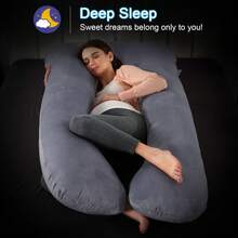 Pregnancy Pillows For Sleeping, Full Body Pillow, Large U Shaped Full Body Pillow, Ultra Soft Pillow With Removable Cover, Velvet, Pregnant Pillow Sleeping, Sleep Comfort Pillow, U Shaped Body Nursing Pillow, Full Body Support Pillow For Pregnancy With Removable Washable Cover,140x70cm - ALMOHADA-U-NEGRO - 查看 9