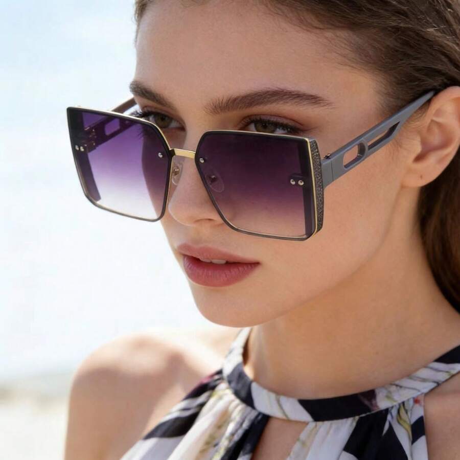 1PC Fashionable Retro Asymmetrical Sunshade Fashion Glasses - Multicolor - View 1