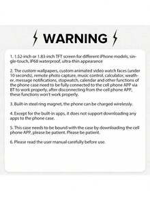 AMOLED高清屏幕手机壳，兼容 16 Pro/PM、15 Pro/PM、14 Pro/PM、13 Pro/PM，多功能智能窗口，消息通知，可自定义拨号盘，后置摄像头自拍预览，磁吸式无线充电，音乐控制，超薄半包式设计，附赠实用小工具 - 彩色 - 查看 9