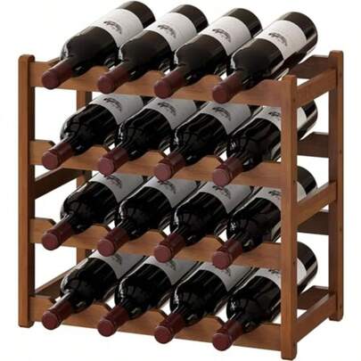 Porta Botellas de Vino Separate Porta Vinos de 4 Niveles Botellero apilable Expositor Organizador de Vino Capacidad para 16 Botellas Bastidores de Almacenamiento para cocinas Bares bodegas