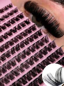 120pcs Cluster Lashes 8-16mm Wispy Individual Lashes Natural Look Lashes D Curl Fluffy Cluster Lashes DIY Eyelash Extension Lash Clusters, Eyelash Clusters, Individual Eyelashes, Lashes, Fake Lashes - Black - View 2