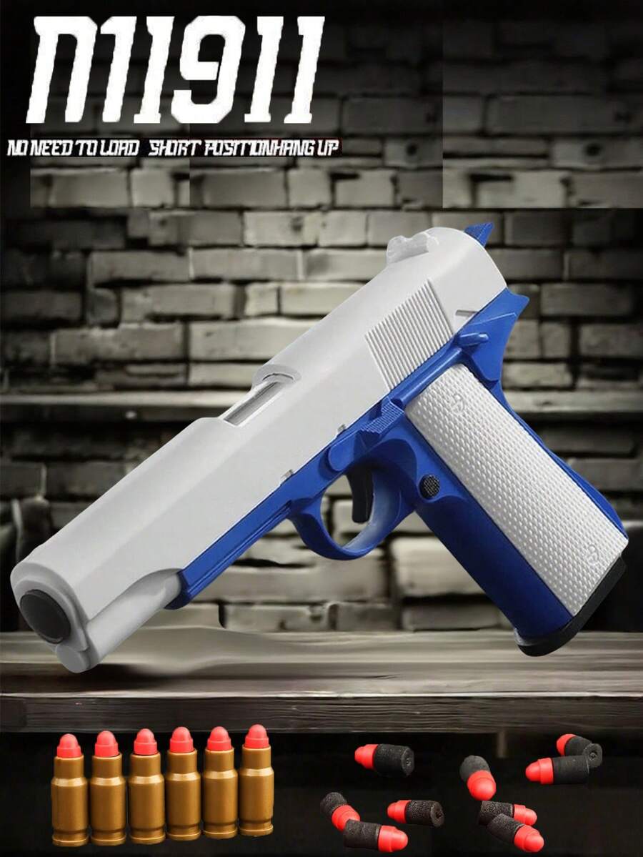 1911 Soft Bullet Manual Toy Gun For Teenagers, Includes 10 Soft Bullets And 8 Shells, Provides Shooting Learning Game, Pistol Model, Toy Gun (This Product Has Two Options: With Or Without Text, Randomly Shipped; Some Accessory Colors Are Randomly Shipped; Manual Measurement May Have Slight Size Deviations)