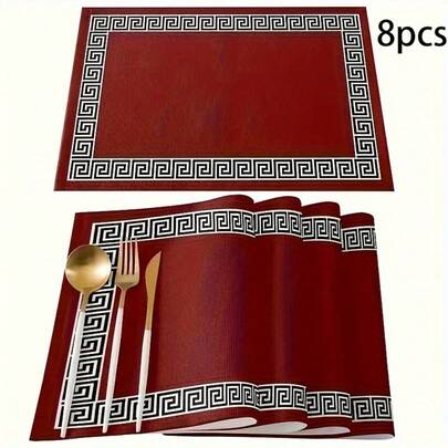 2/4/6/8pcs Modern Minimalist Red Placemats - Elegant Heat-Resistant, Minimalist Chinese Style Design - Suitable For Holiday Banquets, Daily Dining Tables, Coffee Tables, Home Decor