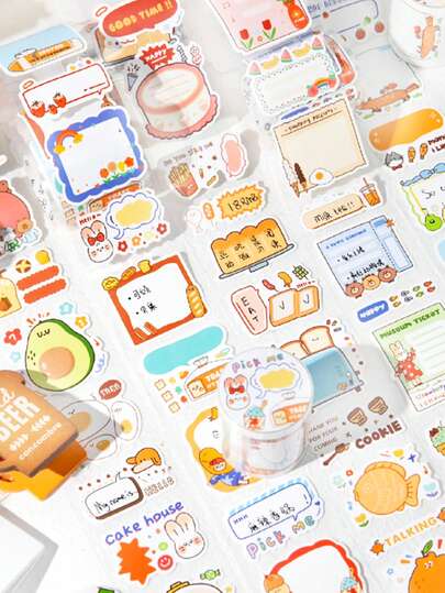 1 Roll Cartoon Cute Theme Synthetic Paper Die-Cut Washi Tape, Adorable Frame & Cloud Series, Suitable For Gifts, Office, Home, Marking, Labels, Classroom, Entertainment Toys, Student Planner, Creative Vintage Decoration DIY Materials