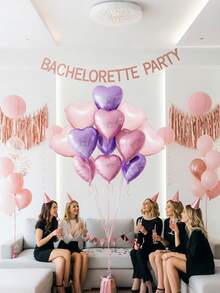6/12pcs Heart Shaped Balloons Set - Pink And Red, For Wedding, Birthday, Valentine's Day, Party, With White Ribbon Bow - Inflatable Decorations - Proposal, Christmas, New Year Party Supplies - Multicolor - View 4