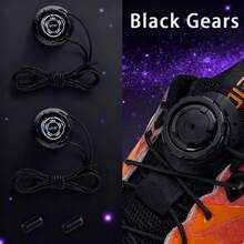 1双加粗绳旋转扣鞋带，免系自动鞋带，儿童成人通用，休闲一脚蹬运动鞋，黑白配色，旋转扣鞋带扣，解放双手，轻松穿脱 - 白色 - 查看 7