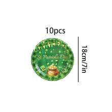 10pcs/20pcs/40pcs/50pcs,St. Patrick's Day 9inch And 7inch Paper Plates,St. Patrick's Day Disposable Paper Plates Set - Green Checkered With Clover, Rainbow & Pot Of Gold Design Plates For Irish Themed Party, Saint Patrick's Day Celebration & Lucky Tableware Supplies - Multicolor - View 11