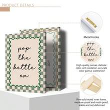 1 件绿色/粉色“Pop The Kettle”帆布海报（带框/不带框），厨房语录墙艺术印刷品，极简主义美学装饰，趣味艺术品，适合宿舍、客厅、卧室、现代家居装饰、乔迁礼物。 - 彩色 - 查看 11