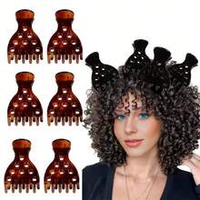 3个装卷发及浓密发质专用发夹，带空心爪夹的蓬松发根提升器 - 复古椭圆形发爪夹，增加发量，打造蓬松大波浪发根 - 彩色 - 查看 8