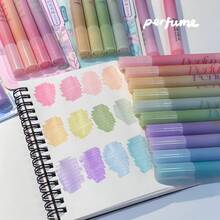1/4/12pcs Glitter Fluorescent Marker Pens, Slanted Tip Fluorescent Gel Pens, Pink Cute Highlighter Pens, Back To School Student Office Stationery, Drawing Supplies, School Supplies (Suitable For Highlighting, Note-Taking, Scrapbooking, Drawing And Doodling) - Sets - View 1