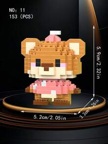 1pc Small Particle Forest Animal Series Building Blocks Toy, Micro Creative Cartoon Animal Model Assembly Toy, Includes Lion, Goat, Chicken, Elephant, Hamster, Penguin, Horse, Crocodile, Rhinoceros, Deer, Bear, Tiger And 12 Styles. Cute Mini Decorative Item, Suitable For Home, Party, Office Decor. Best Birthday Holiday Gift For Friends, Room Decoration. - Multicolor - View 10