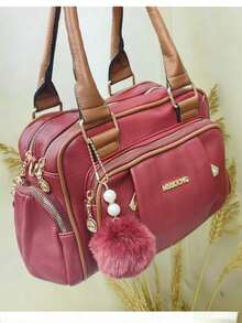 Women's Travel Bag, Lightweight, Small, With Multiple Pockets, Portable, Messenger Style, Large Capacity, For Daily Commutes, Bowling. - Red - View 1