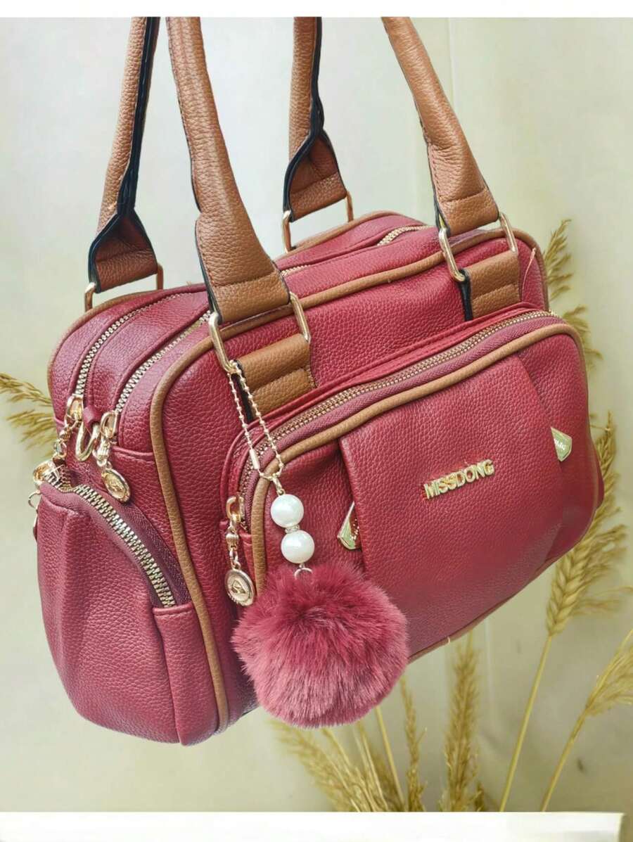 Women's Travel Bag, Lightweight, Small, With Multiple Pockets, Portable, Messenger Style, Large Capacity, For Daily Commutes, Bowling. - Red - View 1