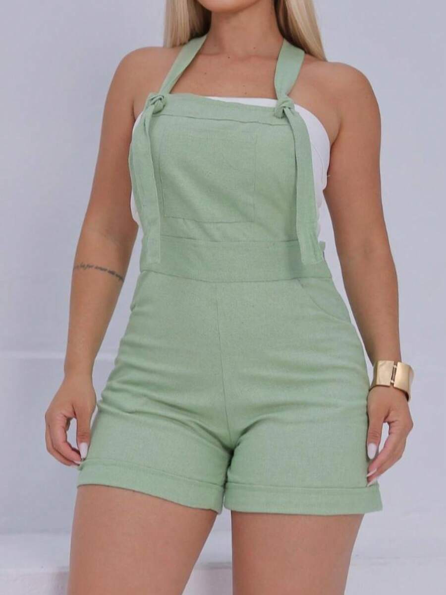 Women's MARIA Jumpsuit In Premium Linen Fabric With Pockets And Side Zipper - 薄荷綠 - 查看 1