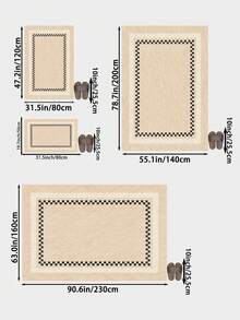 1 件香槟米色客厅装饰地毯，黑色包边，绒面材质，触感柔软舒适，易于保养，防水防污，防滑底背，适用于大堂、卧室、客厅、浴室、厨房、餐厅、办公室、房间装饰和门垫，节日庆典。 - 香檳色 - 查看 3