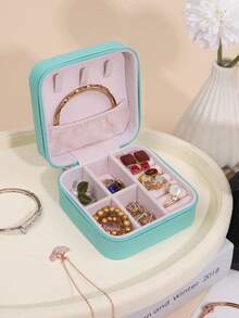 1个极简主义首饰盒，便携式PU首饰盒，适合夏季旅行，迷你首饰收纳盒，可收纳耳环、项链、戒指，适合展示和存放首饰，大容量首饰盒，是存放耳环、戒指、项链、手镯、美甲配件的理想之选，母亲节、圣诞节、万圣节礼物，女士收纳盒，旅行必备，返校宿舍收纳，情人节礼物旅行首饰盒。 - 彩色 - 查看 13