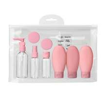 11件套旅行装可重复灌装瓶套装，化妆品小样容器，便携式按压泵分装器，适用于粉底液、乳液、喷雾等。 - 粉色 - 查看 10