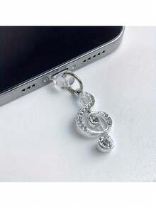 قلادة موسيقية مجوفة مرصعة بالألماس كاملة. سدادة غبار DIY للهاتف. مناسبة لمنافذ النوع C والبرق لمنع دخول الغبار. هدايا للأم والعائلة والأصدقاء والأطفال وعيد الميلاد والعطلات، إكسسوارات الهاتف، تعليقة الهاتف - متعدد الألوان - مشاهدة 5