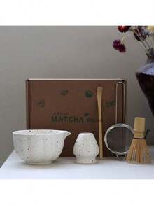 1pc/5pcs/7pcs Japanese Matcha Bowl Set, Includes Matcha Bowl, Whisk, Scoop, Brush, Ceramic Tea Cup, Ideal For Matcha Preparation, Back To School, Holiday Gifts, Splatter Matcha Bowl - Multicolor - View 6