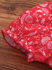 Girls Ditsy Floral Dress, Summer New Toddler Princess Dress - Red - View 4