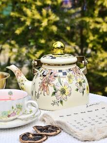 1个带把手的陶瓷水壶，生动的花卉图案设计，耐热，适用于咖啡、茶、水果、牛奶，非常适合家居装饰、聚会、露营、户外活动、厨房装饰，也是返校必备品。 - 彩色 - 查看 4