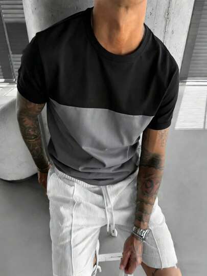 K-GLORY 男士休闲撞色短袖T恤，春夏款