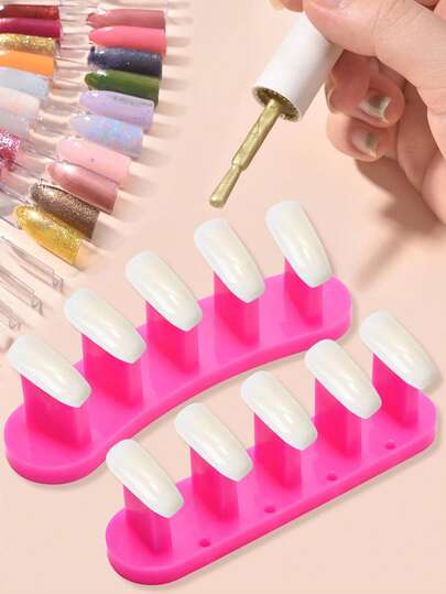 3PCS/Set With 10PCS Tips, Nail Stand Nail Practice Display Board Nails Display Practice False Nail Art Tips Practice Display Stand Tool Nail Training Tools Plastic Stand For Gel Nail Polish DIY Nail Training Tools