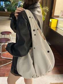 Dedoo Korean Style Nylon Unique Design Shoulder Handbag, Versatile Fashion Commuter Casual Shoulder Tote Bag For Women - Beige - View 6