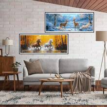 Yomiie 2 Pack Large Diamond Art Kits For Adults, Deers & Horses Diamond Painting Art Animals DIY Full Round Drill Kits, Rhinestone Diamond Crystal Craft Canvas Home Wall Decor 31.5x11.81 Inch - 鹿與馬 - 查看 5