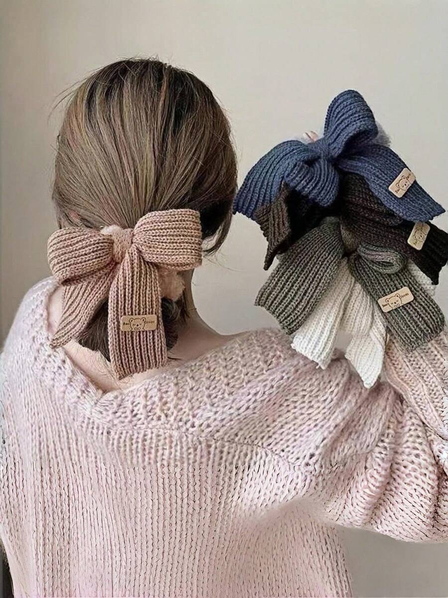 1个秋冬针织蝴蝶结发圈，可爱蓬松发绳，马尾辫发圈，发圈，发绳