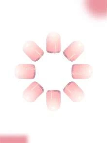 24片闪亮方形美甲贴片，法式渐变闪粉银色美甲，时尚海外美甲 - 粉色 - 查看 3