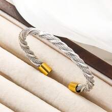 1 chiếc vòng tay nữ bằng thép không gỉ mạ vàng 18K, phối màu vàng và bạc - Thiết kế xoắn ốc có thể xếp chồng lên nhau, phù hợp cho cả ngày thường và những dịp đặc biệt, là lựa chọn quà tặng hoàn hảo cho nam, nữ và gia đình/bạn bè. - vòng tay dây thừng - Xem 21