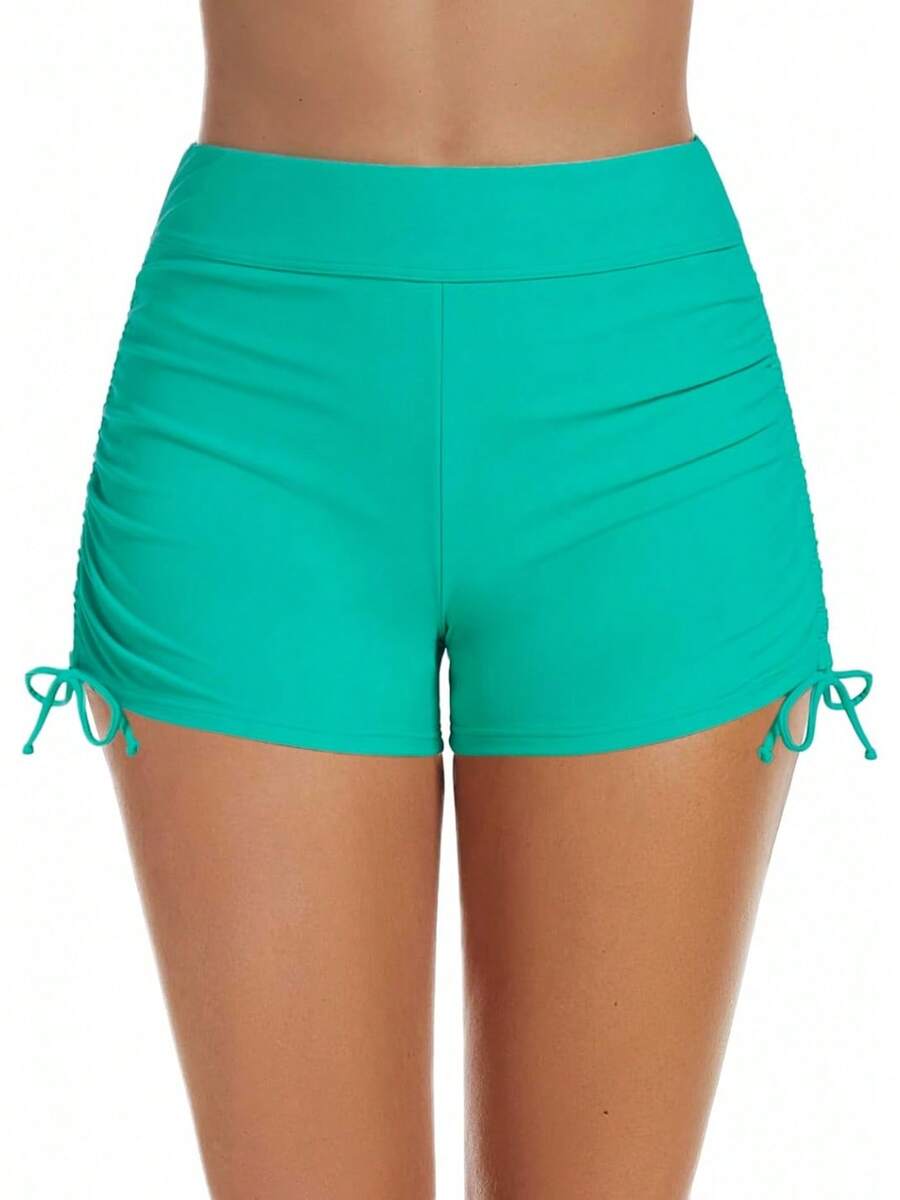 Women's Swim Shorts High Waisted Bathing Suit Bottoms Swimsuit Shorts Swimwear Bikini Board ShortsA Valentine's Day SAOI - Aqua Green - 查看 1