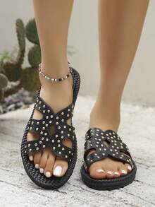 Dép xỏ ngón mềm mại thoải mái cho nữ, đế bằng chống trượt, nhẹ, thích hợp đi biển hoặc nghỉ mát bên hồ bơi. - màu đen - Xem 3