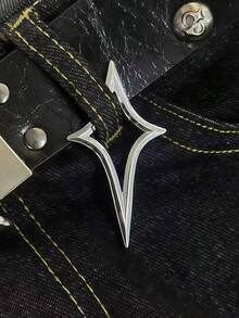 1pc Y2K Punk Style Star Oval Essential Icon Carabiner Axe Shaped Gothic Backpack Decor, Korean Fashion - Silver - View 9