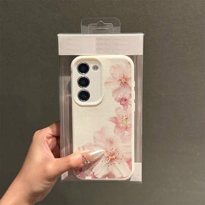 1 pieza Funda de teléfono suave de TPU con elegante patrón de flor de lirio rosa, compatible con Samsung A05s, A12, A13, A14, A14 4G, A15, A21s, A23, A25, A32, A32 5G, A34, A35, A50s, A51, A52, A53, A54, A55, A71, A72, A73, S10, S20 FE, S20 Ultra, S21 Ultra, S22, S22 Plus, S23, S24, Redmi 10C, 12C, Note 10, 11, 12, 13 Pro Plus, Note 8, 9 Pro, Cubierta suave de protección completa