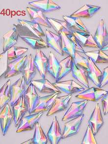 40pcs 10*22mm AB Crystal Rhombus Flat Bottom Resin Crystal Rhinestones, Suitable For Clothing DIY Crafts