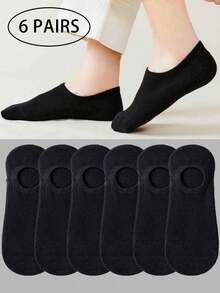 1/6 双装女士吸湿排汗短袜，黑色，织物材质，运动袜，柔软女士踝袜，日常穿着袜 - 黑色 - 查看 8