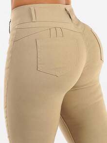 MX JEANS Butt Lift Hyper Stretch Bootcut Pants Khaki - Multicolor - View 8