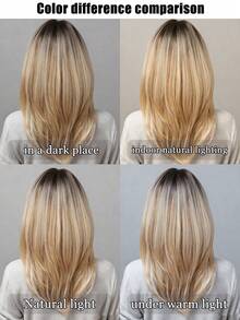 金色挑染刘海女士假发，耐热合成假发，适合初学者，优雅卷发造型，玫瑰网帽，适合日常佩戴，母亲节、生日礼物及派对场合，派对假发 | 挑染假发 | 耐热假发 - 彩色 - 查看 5