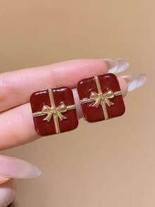 1 par retro geometriska fyrkantiga rosettörhängen, elegant present till tonårsflickor, lämpliga för vardagsbruk och festivaler