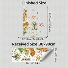 1/2 张恐龙身高测量墙贴，适用于儿童房，可移除的身高测量贴纸，带测量刻度，婴儿房墙面装饰，卡通动物墙贴，适用于婴儿卧室，即撕即贴墙贴 - 彩色 - 查看 12