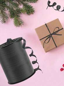 1卷，250码黑色卷曲丝带，适用于礼品包装、气球绳、婚礼、生日等场合 - 闪亮金属丝带，适用于花束和鲜花包装纸，情人节、婚礼、生日等场合。