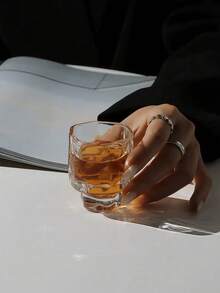 12/6件套高端折纸纹理玻璃杯，时尚创意小众设计茶杯、浓缩咖啡杯、家用茶杯、功夫茶具、派对果汁饮具 - 多色 - 查看 8