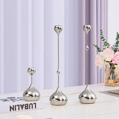 3pcs Elegant Candle Holders Set, 13.7"/13.7"/5.9", Home Decor Candle Holders, Metal Candle Holders Decor, Suitable For Wedding, Dining, Party Or Anniversary